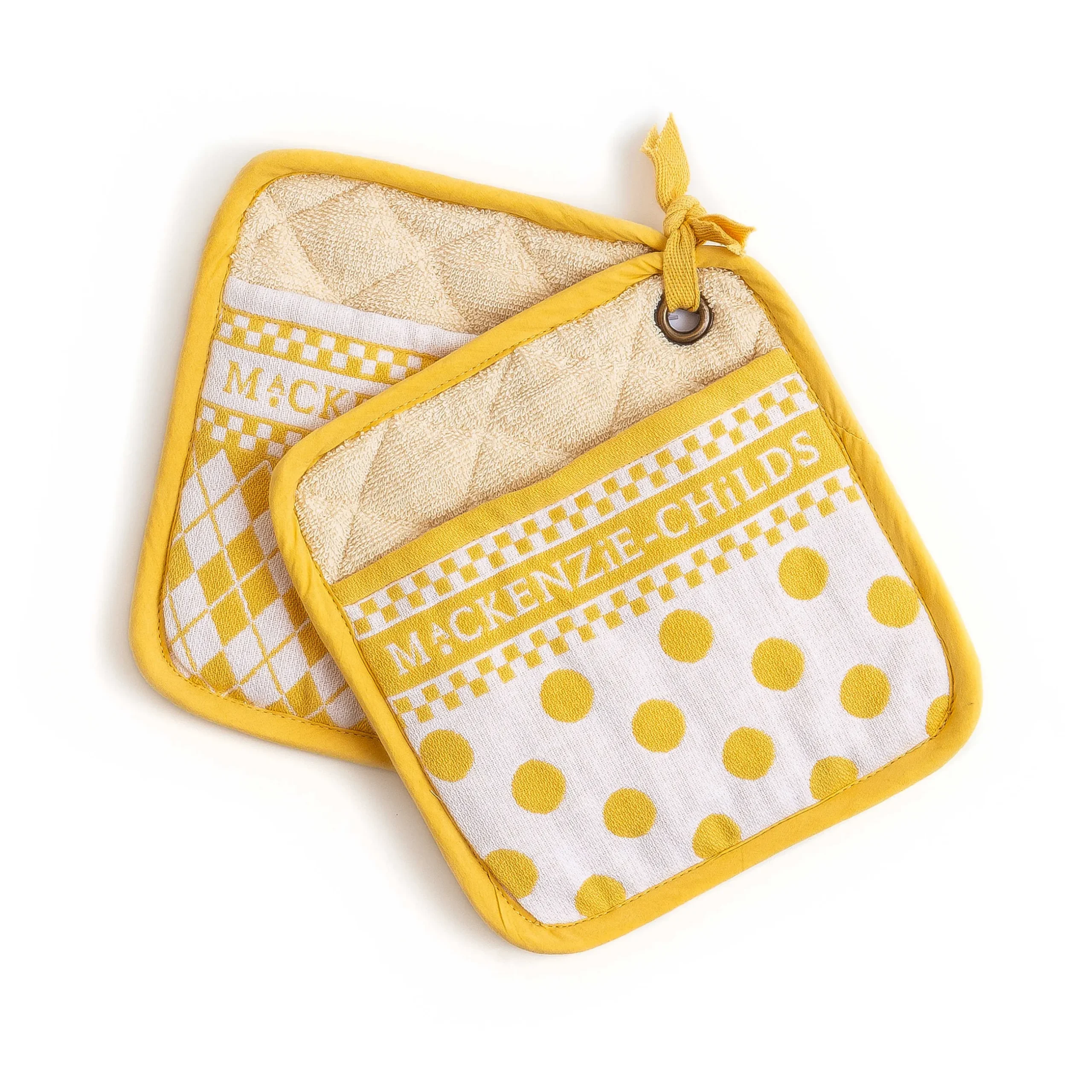 Best MacKenzie-Childs Argyle Potholders - Yellow - Set Of 2