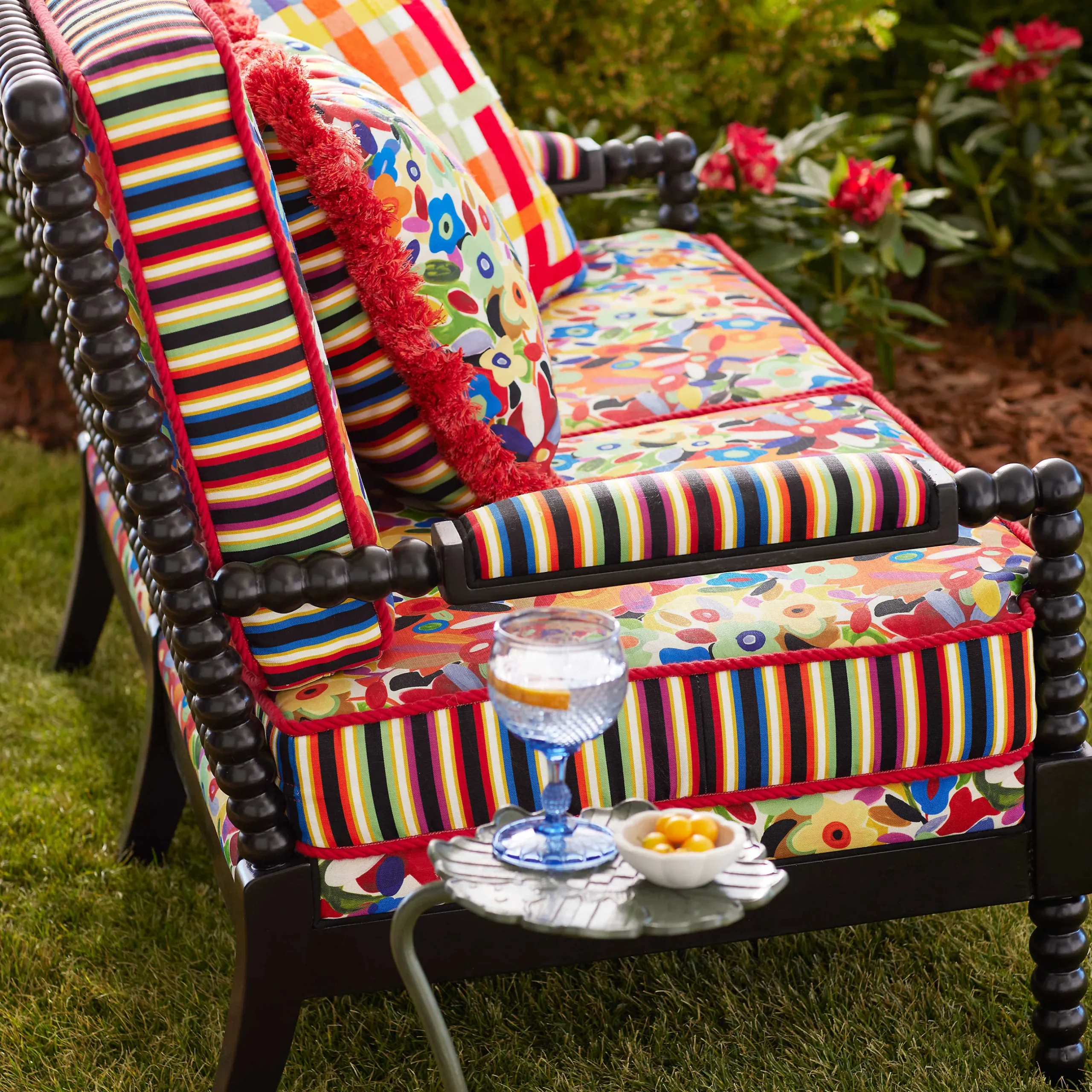 Discount MacKenzie-Childs Avant Garden Plaid Outdoor Pillow