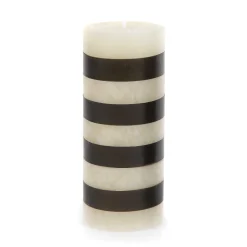 Online MacKenzie-Childs Bands Pillar Candle - 6" - Black & Ivory