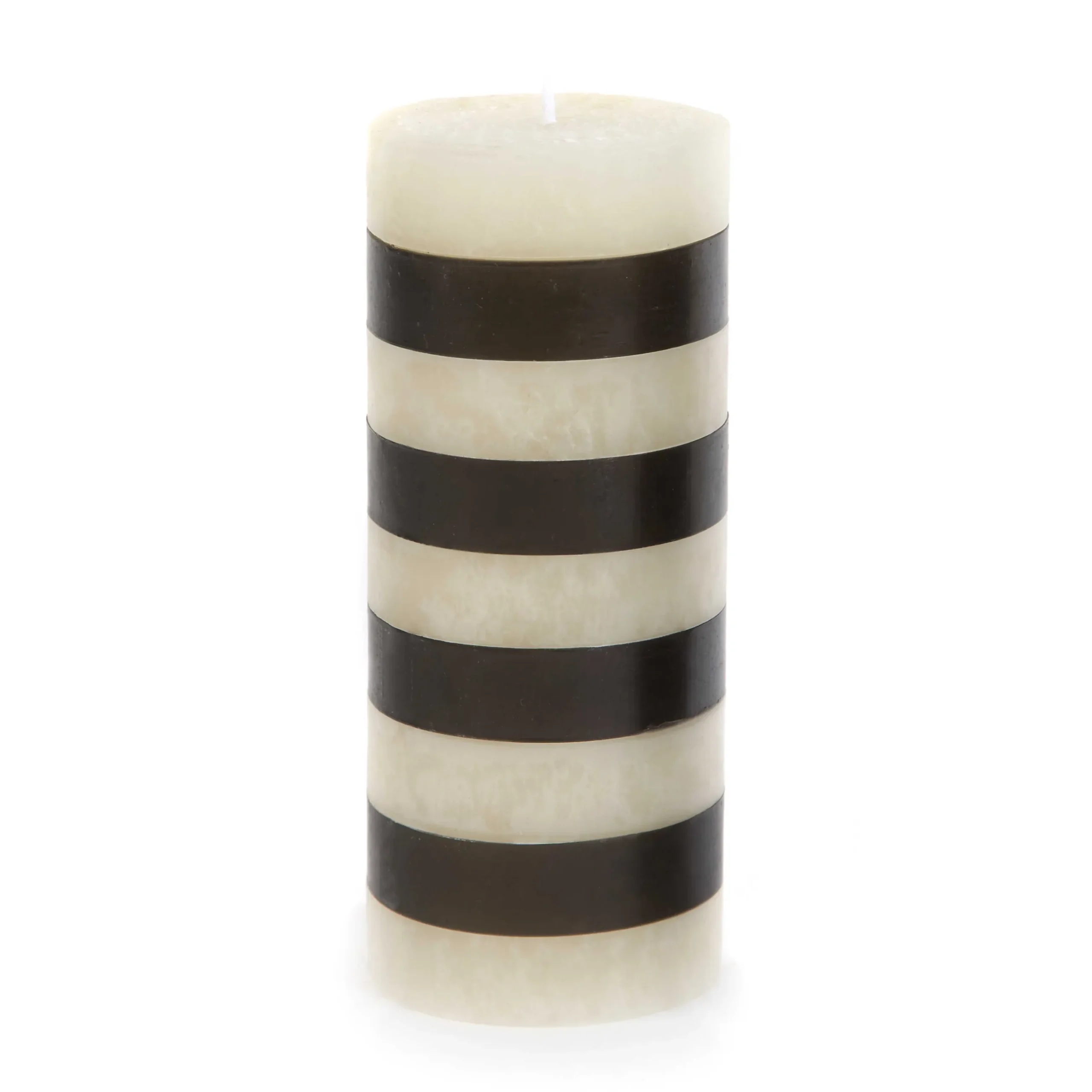 Online MacKenzie-Childs Bands Pillar Candle - 6" - Black & Ivory