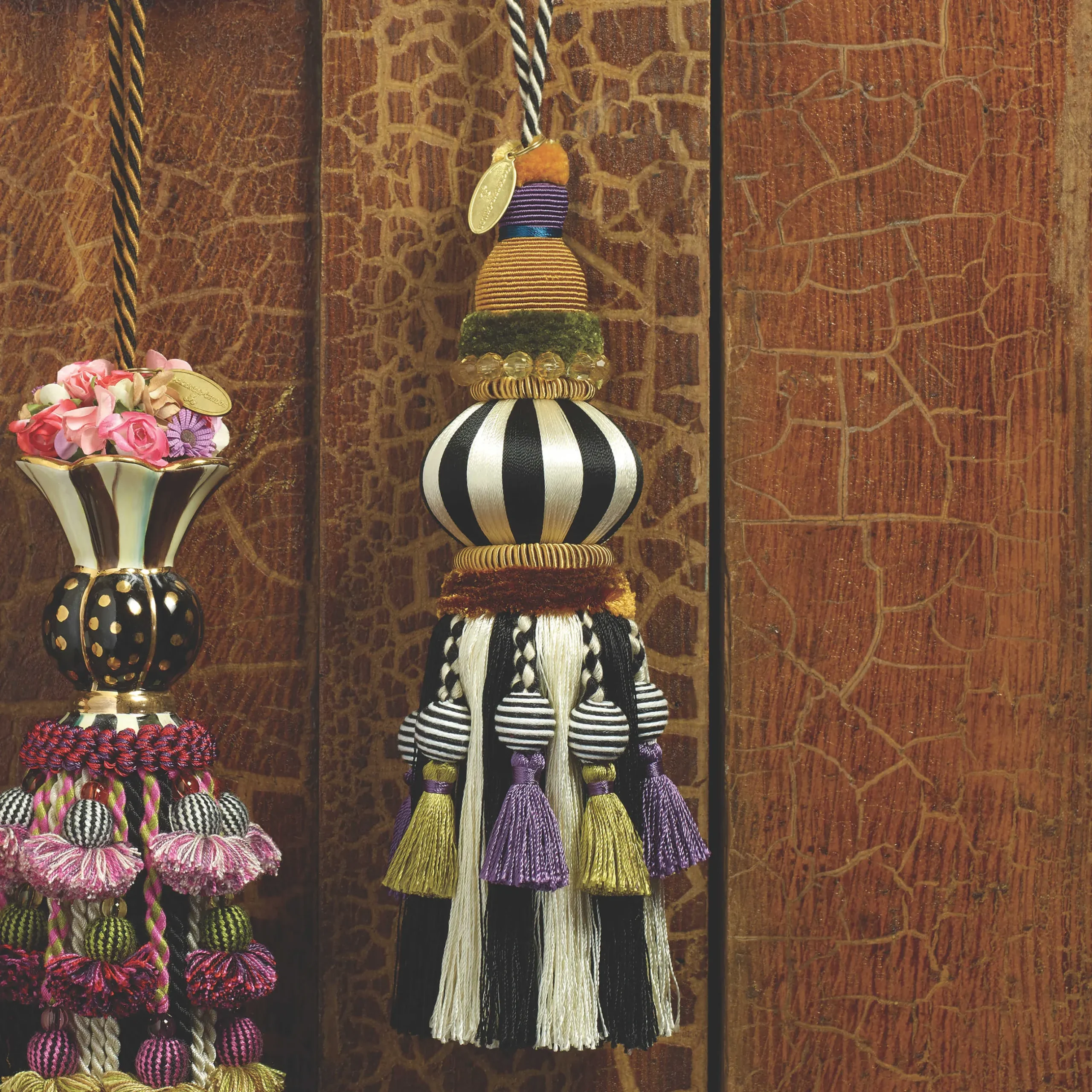 Hot MacKenzie-Childs Bibelot Tassel - Black & White