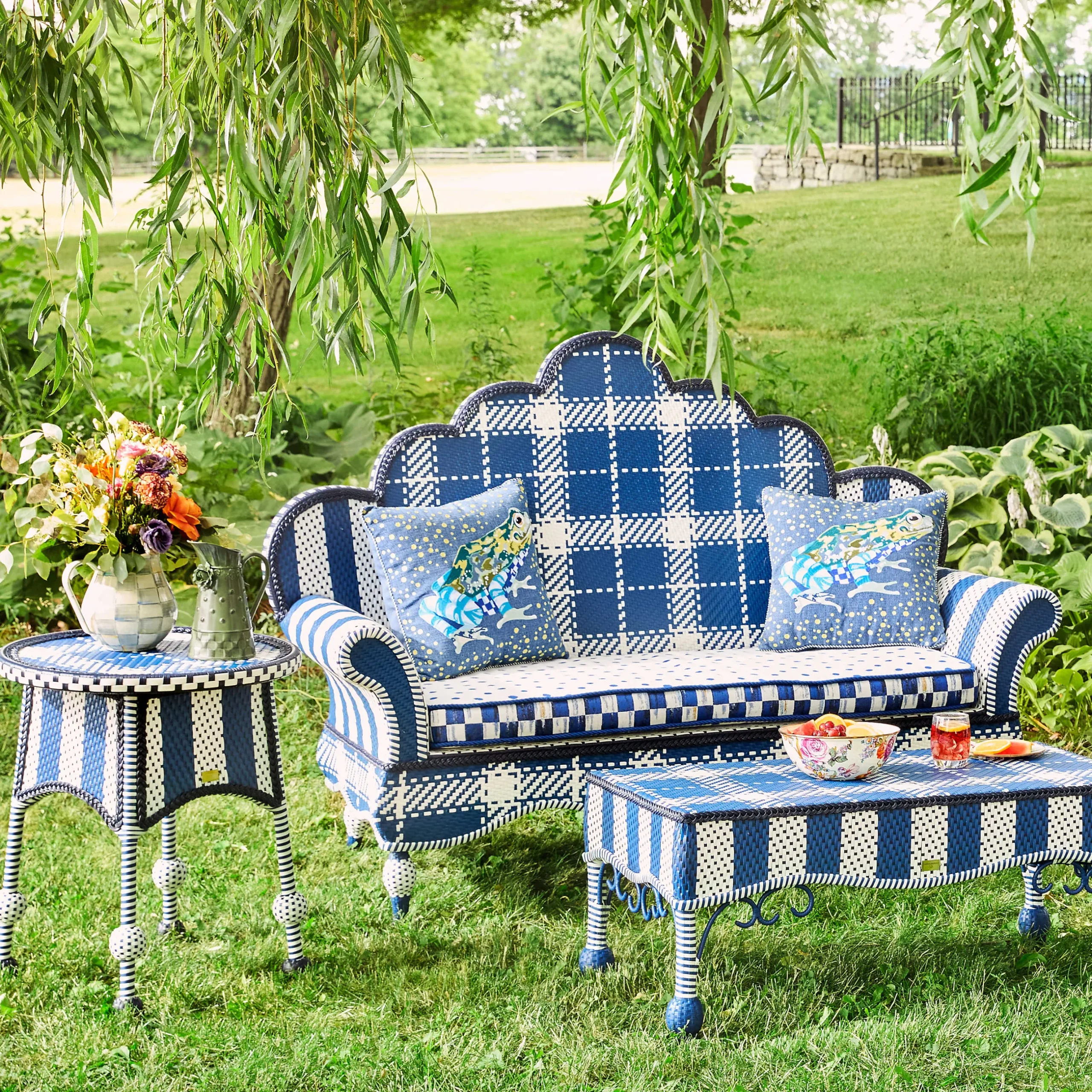Discount MacKenzie-Childs Boathouse Outdoor Loveseat