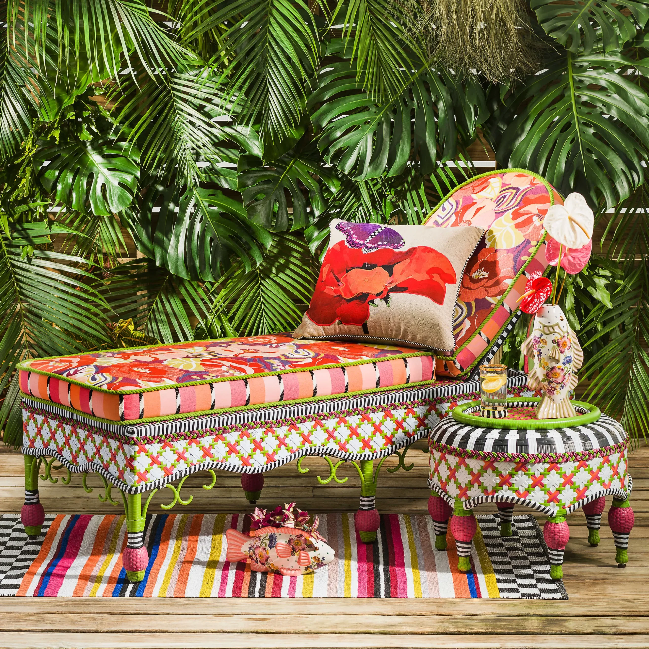 Sale MacKenzie-Childs Breezy Poppy Outdoor Chaise