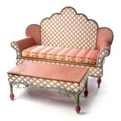New MacKenzie-Childs Breezy Poppy Outdoor Loveseat