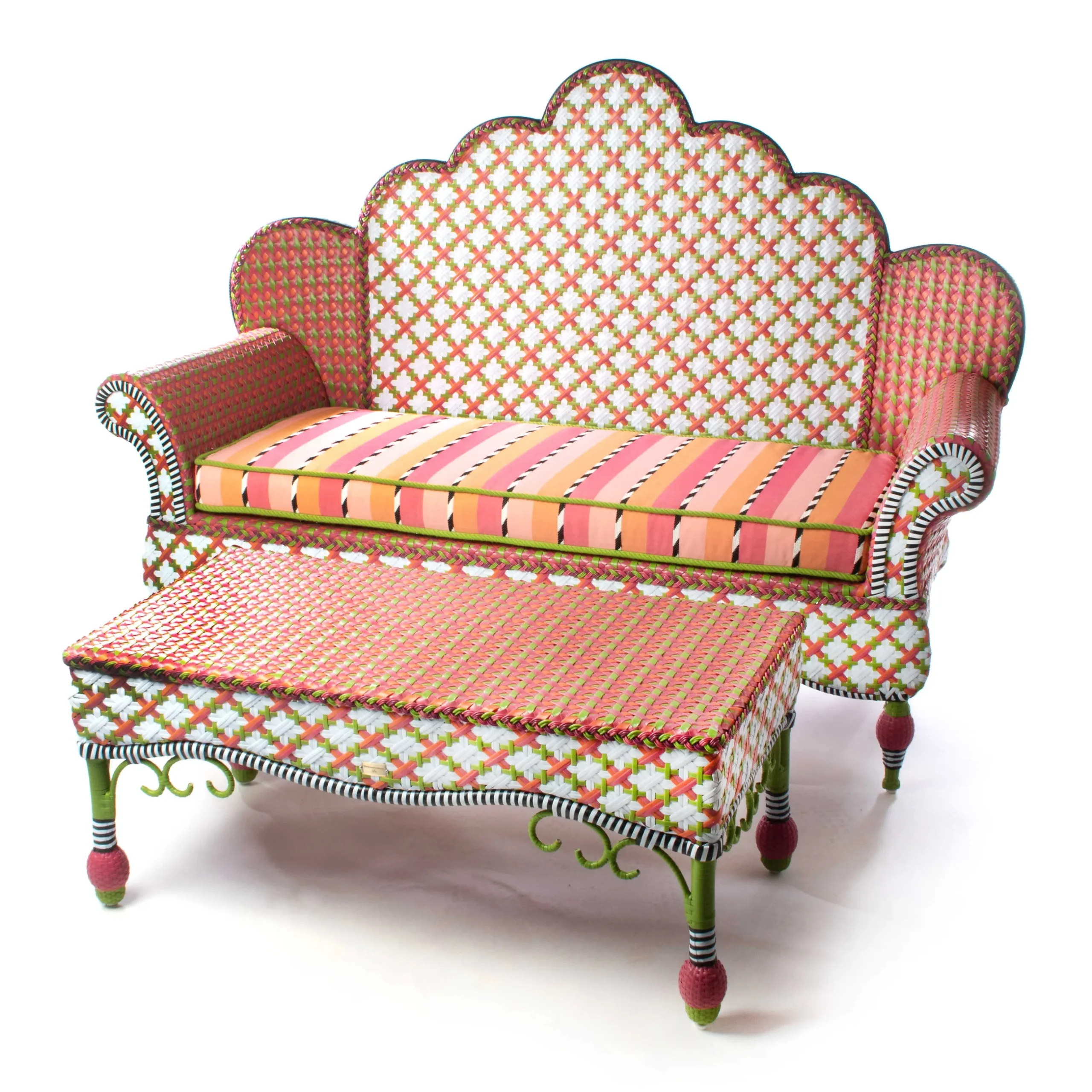 New MacKenzie-Childs Breezy Poppy Outdoor Loveseat