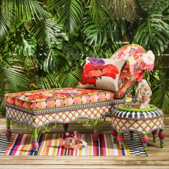 Discount MacKenzie-Childs Breezy Poppy Outdoor Ottoman