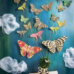 Sale MacKenzie-Childs Butterfly Duo Wall Decor - Courtly Check