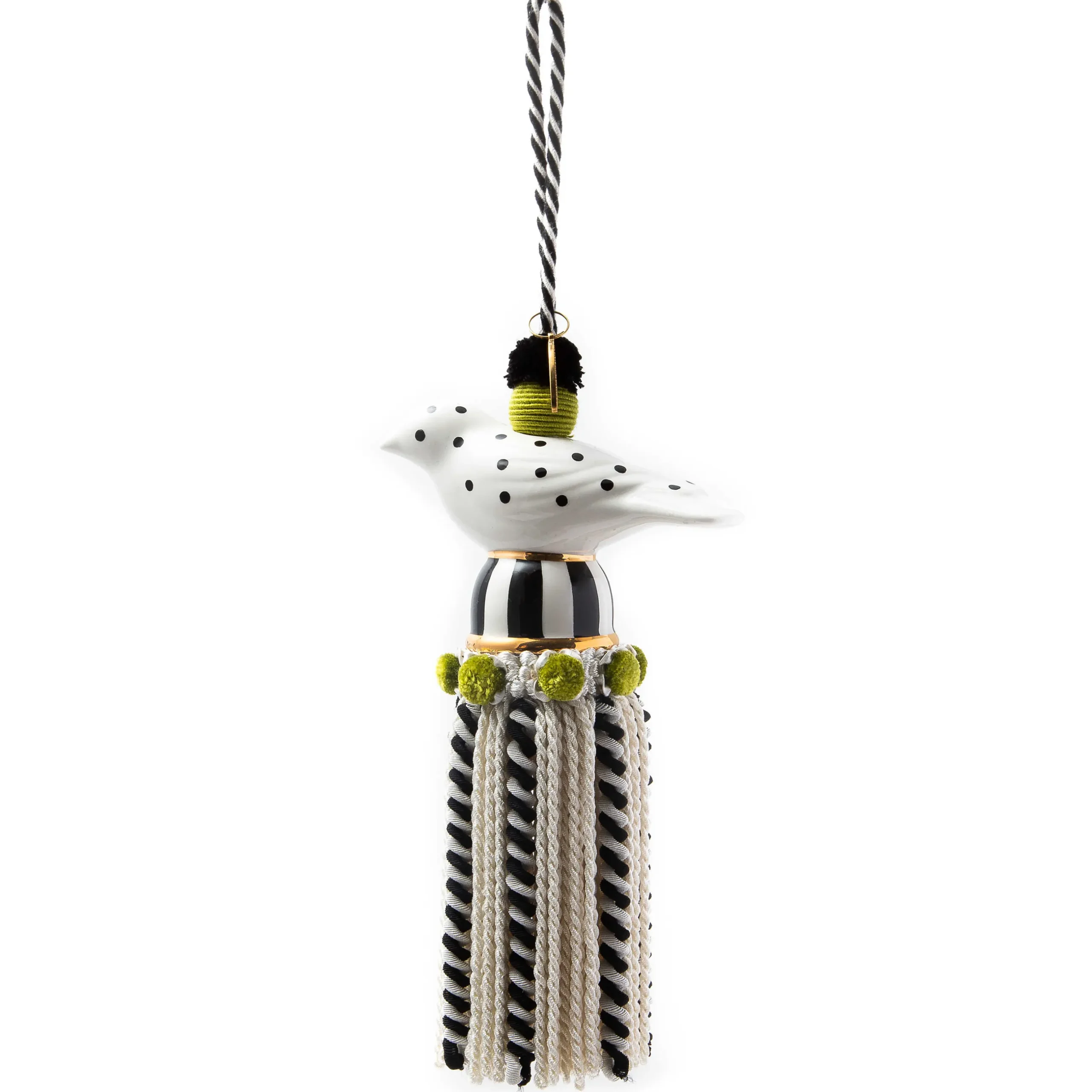 Best MacKenzie-Childs Ceramic Bird Tassel - Black & White