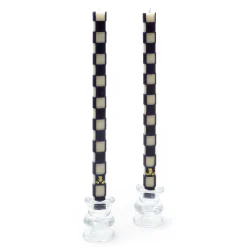 Hot MacKenzie-Childs Check Dinner Candles - Navy - Set Of 2