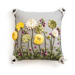 Clearance MacKenzie-Childs Coming Up Daisies Square Pillow