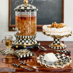 New MacKenzie-Childs Courtly Check Cocktail Napkin Holder Set - Gold