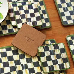 Discount MacKenzie-Childs Courtly Check Cork Back Coasters - Set Of 4
