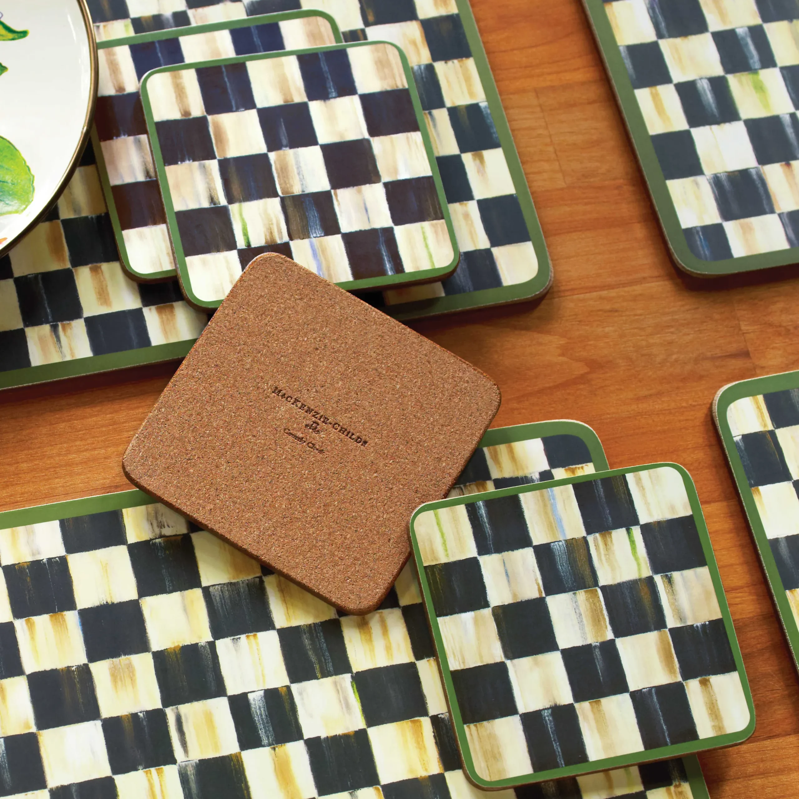 Discount MacKenzie-Childs Courtly Check Cork Back Coasters - Set Of 4