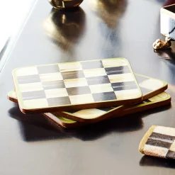 Discount MacKenzie-Childs Courtly Check Cork Back Coasters - Set Of 4