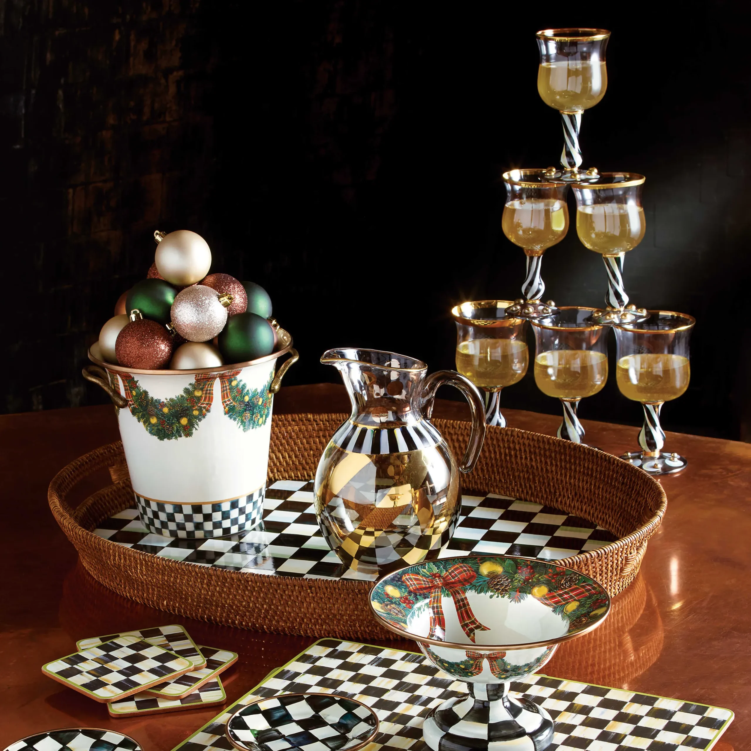 Discount MacKenzie-Childs Courtly Check Cork Back Coasters - Set Of 4