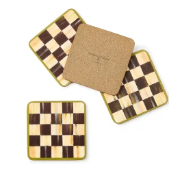Discount MacKenzie-Childs Courtly Check Cork Back Coasters - Set Of 4