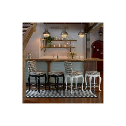 Best MacKenzie-Childs Courtly Check Counter Stool With Back - Black