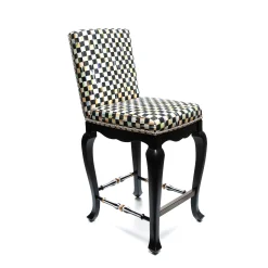 Best MacKenzie-Childs Courtly Check Counter Stool With Back - Black