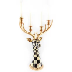 Outlet MacKenzie-Childs Courtly Check Deer Head Candelabra