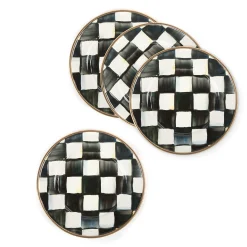 Hot MacKenzie-Childs Courtly Check Enamel Appetizer Plates - Set Of 4