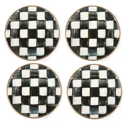 Hot MacKenzie-Childs Courtly Check Enamel Appetizer Plates - Set Of 4