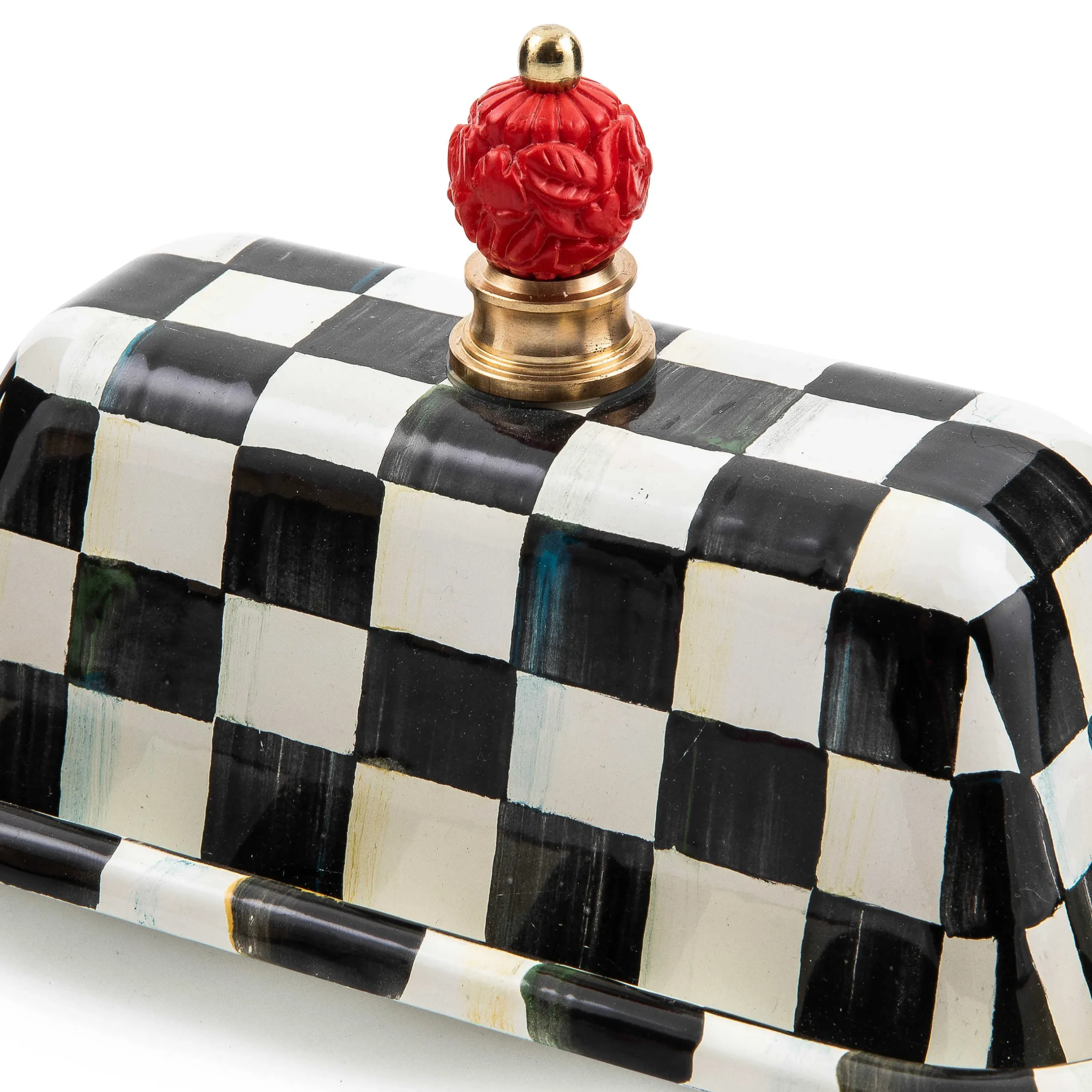 Outlet MacKenzie-Childs Courtly Check Enamel Butter Box