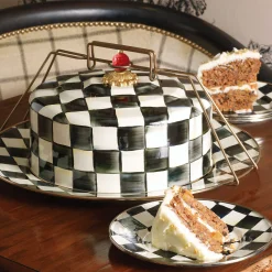 Hot MacKenzie-Childs Courtly Check Enamel Cake Carrier