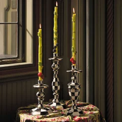 Best MacKenzie-Childs Courtly Check Enamel Candlestick - Medium