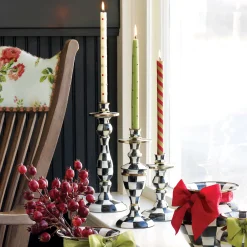 New MacKenzie-Childs Courtly Check Enamel Candlestick - Large