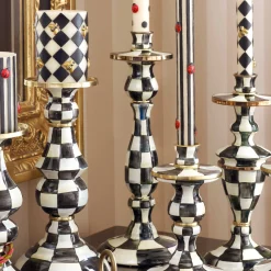 New MacKenzie-Childs Courtly Check Enamel Candlestick - Large