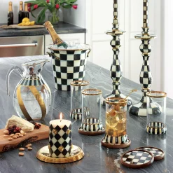 New MacKenzie-Childs Courtly Check Enamel Candlestick - Large