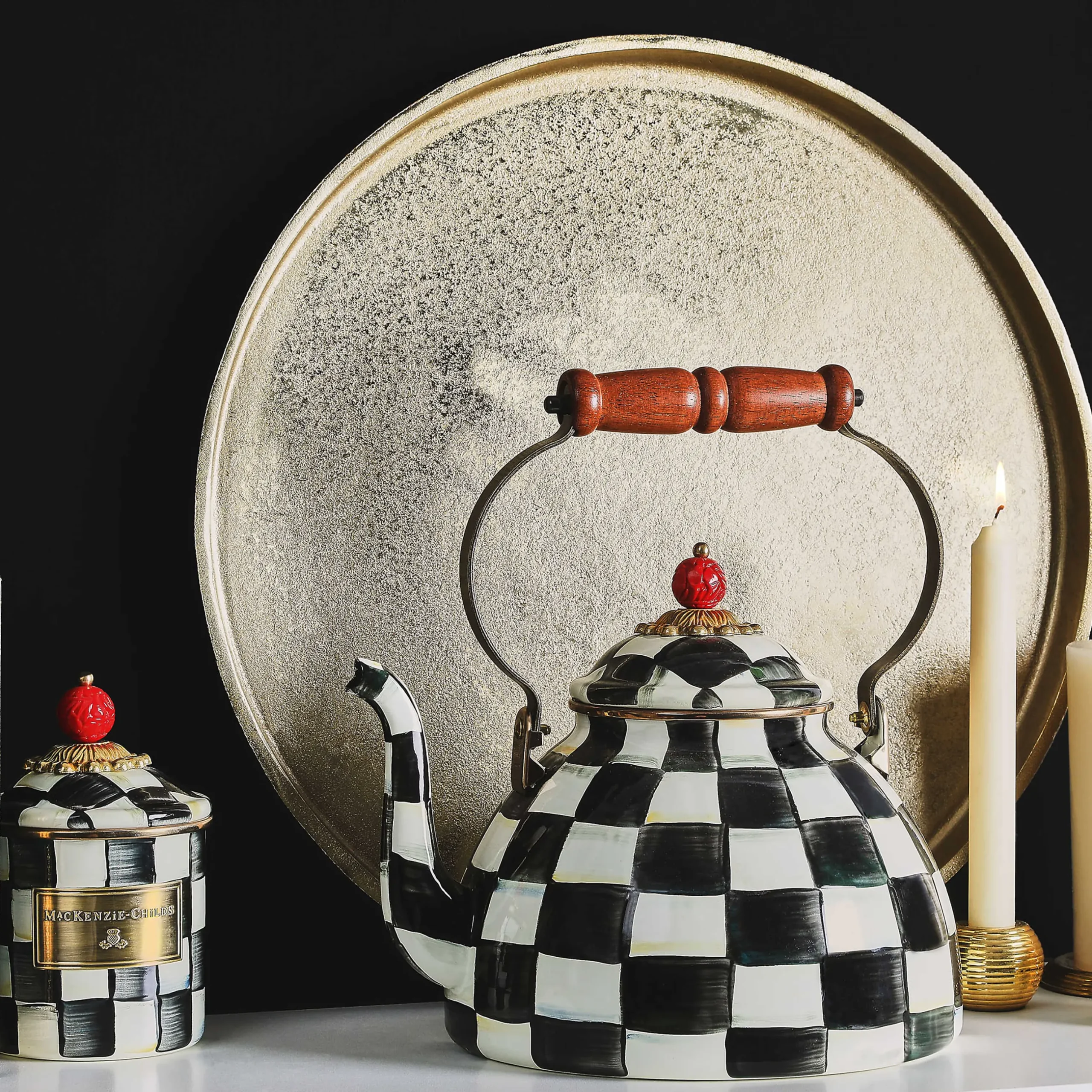 Sale MacKenzie-Childs Courtly Check Enamel Canister - Demi