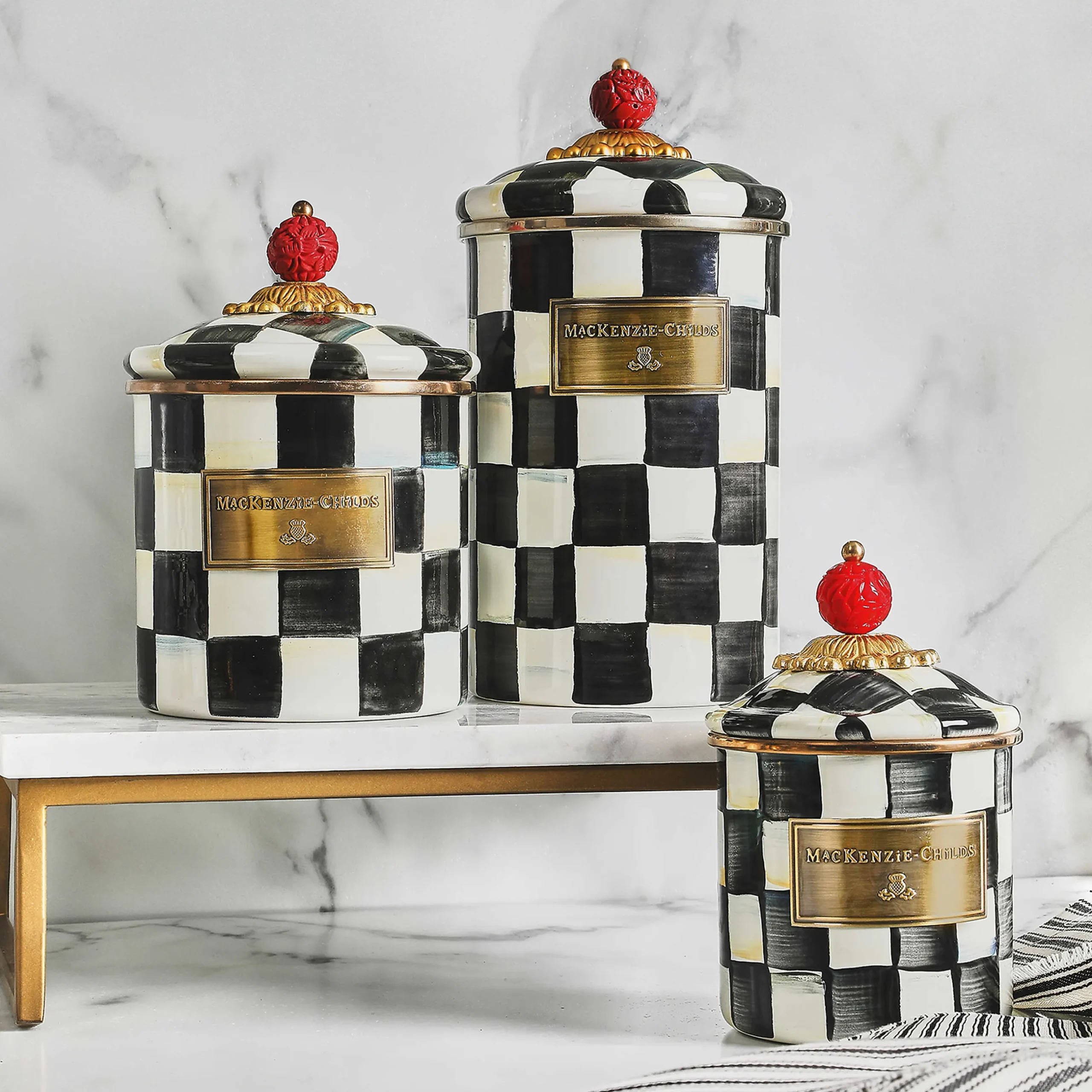 Sale MacKenzie-Childs Courtly Check Enamel Canister - Demi
