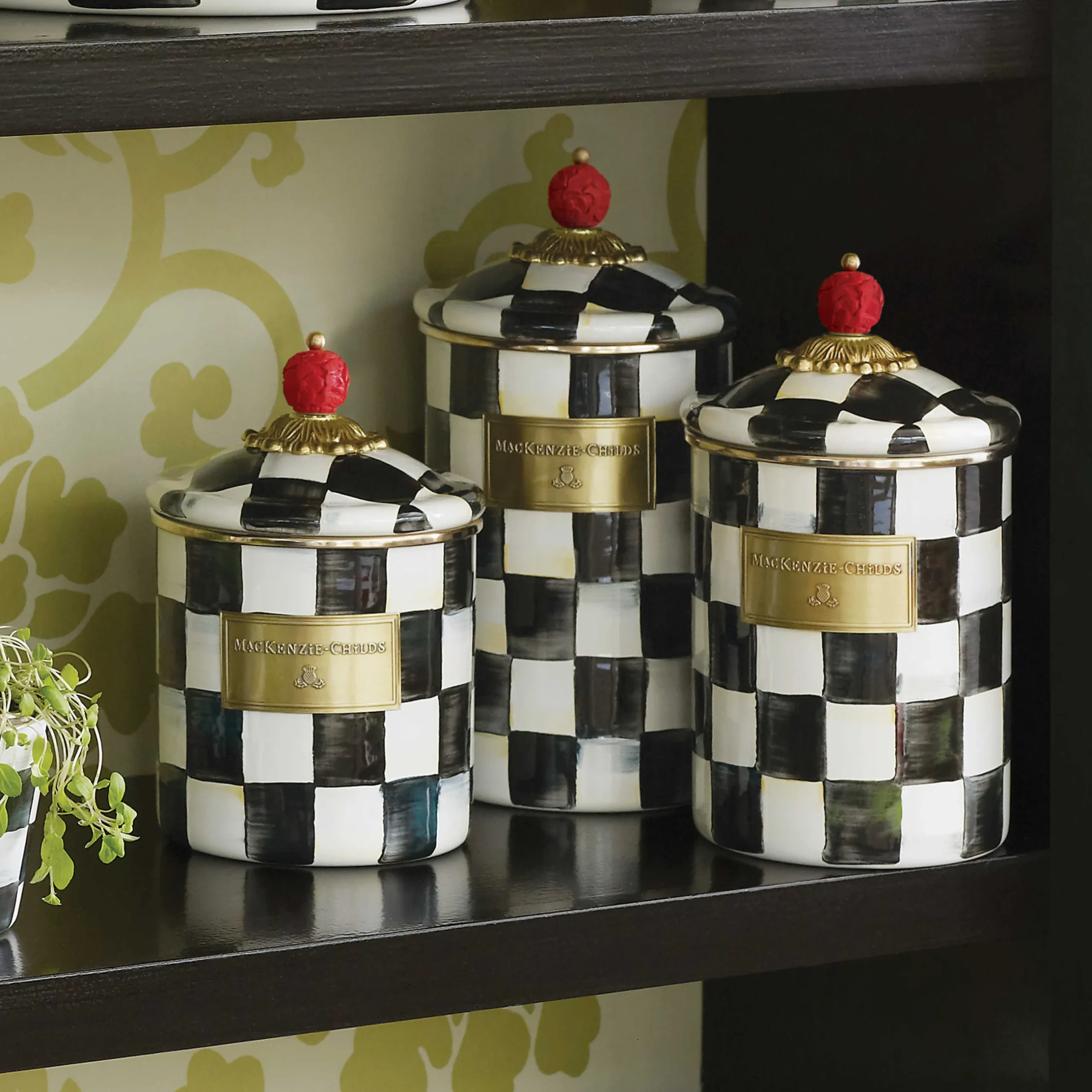 Sale MacKenzie-Childs Courtly Check Enamel Canister - Medium