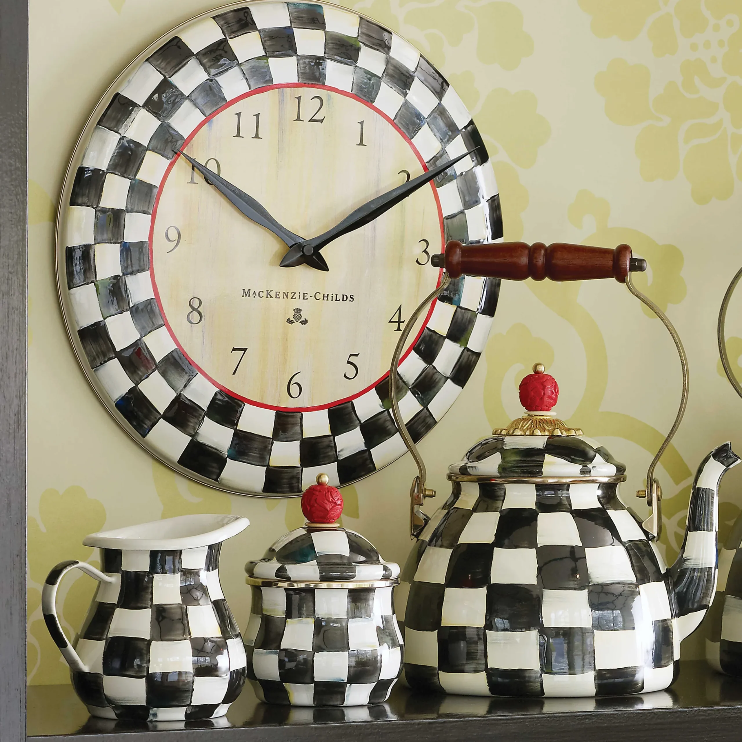Hot MacKenzie-Childs Courtly Check Enamel Clock