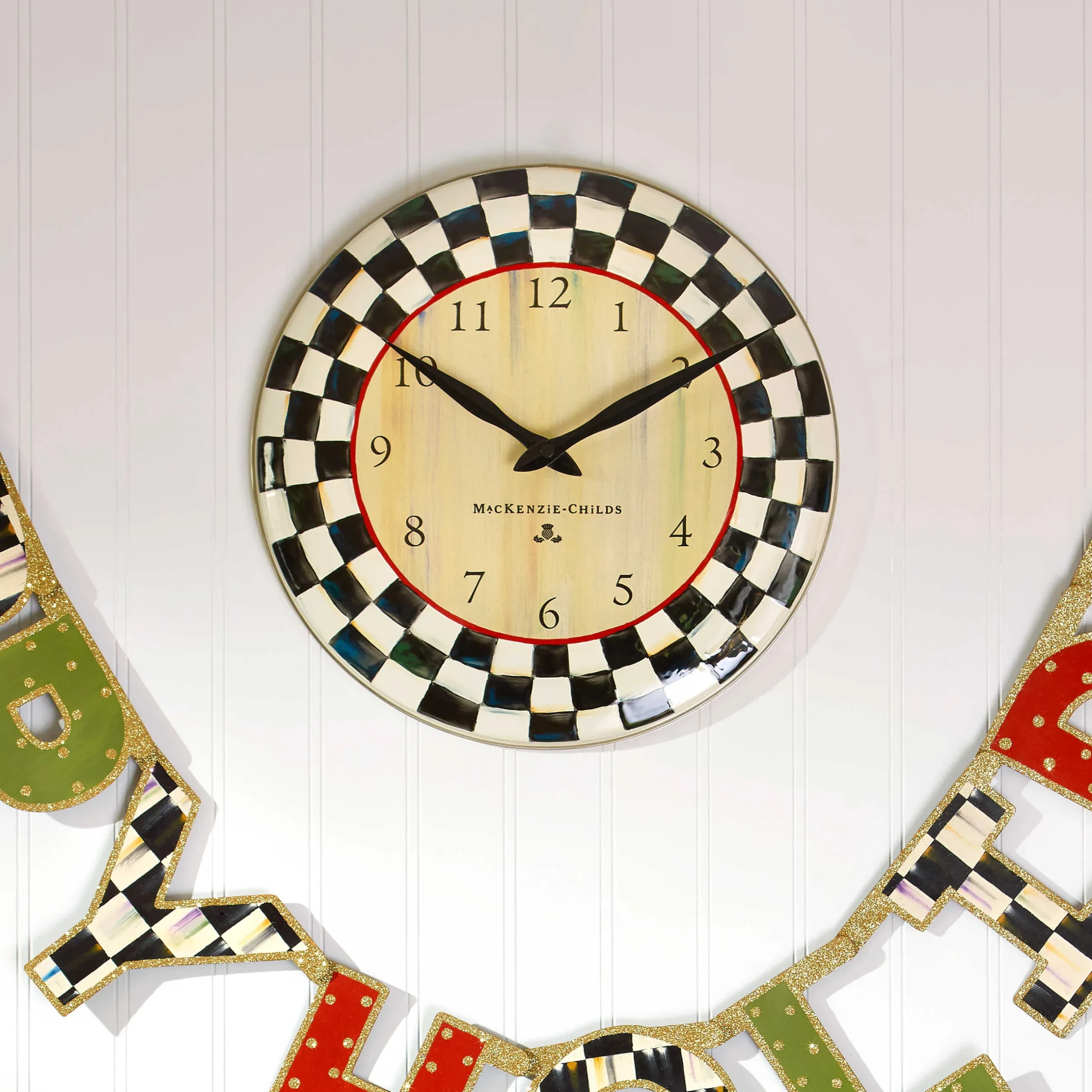 Hot MacKenzie-Childs Courtly Check Enamel Clock