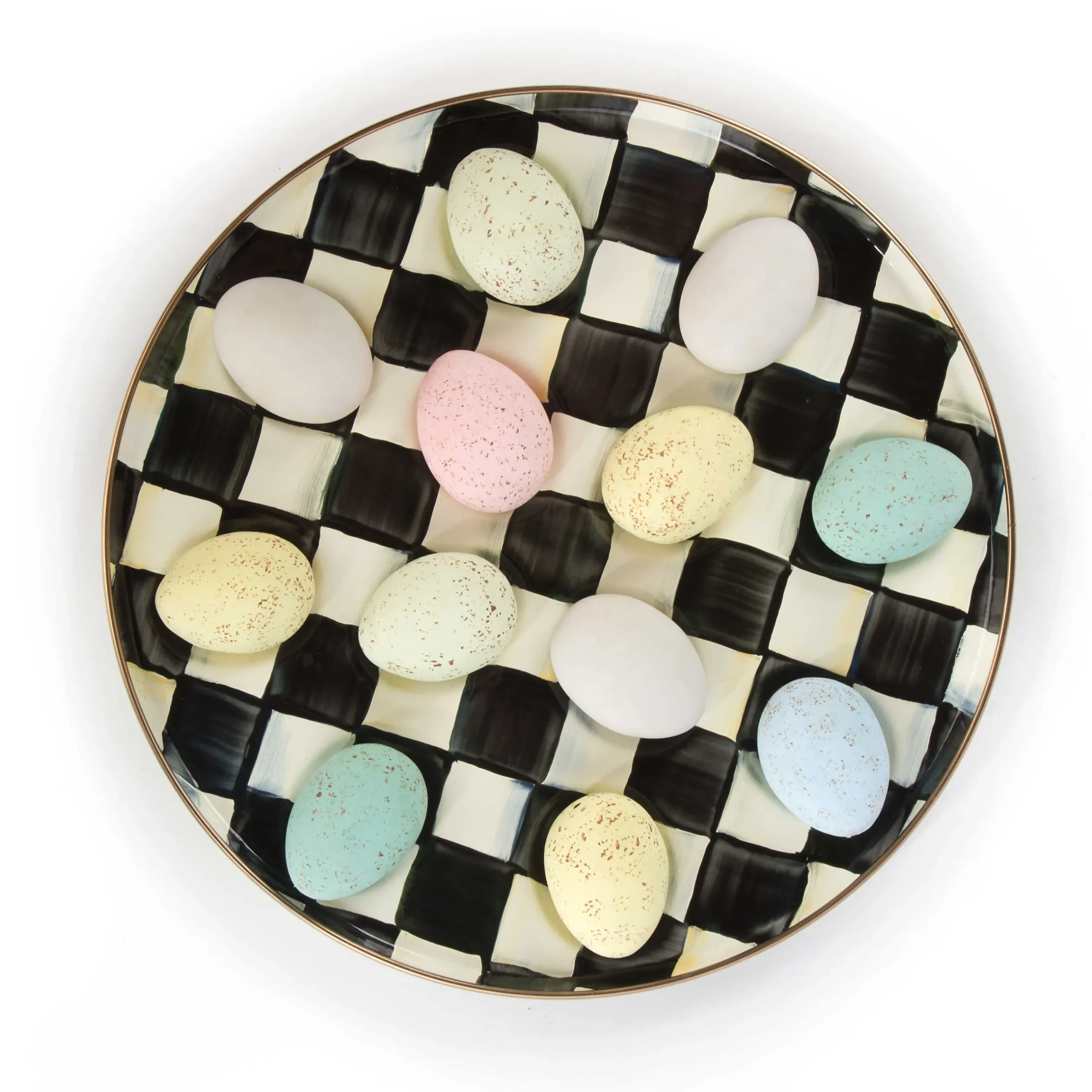 Hot MacKenzie-Childs Courtly Check Enamel Egg Plate