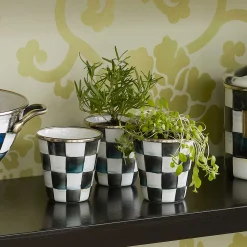 MacKenzie-Childs Courtly Check Enamel Herb Pots - Set Of 3