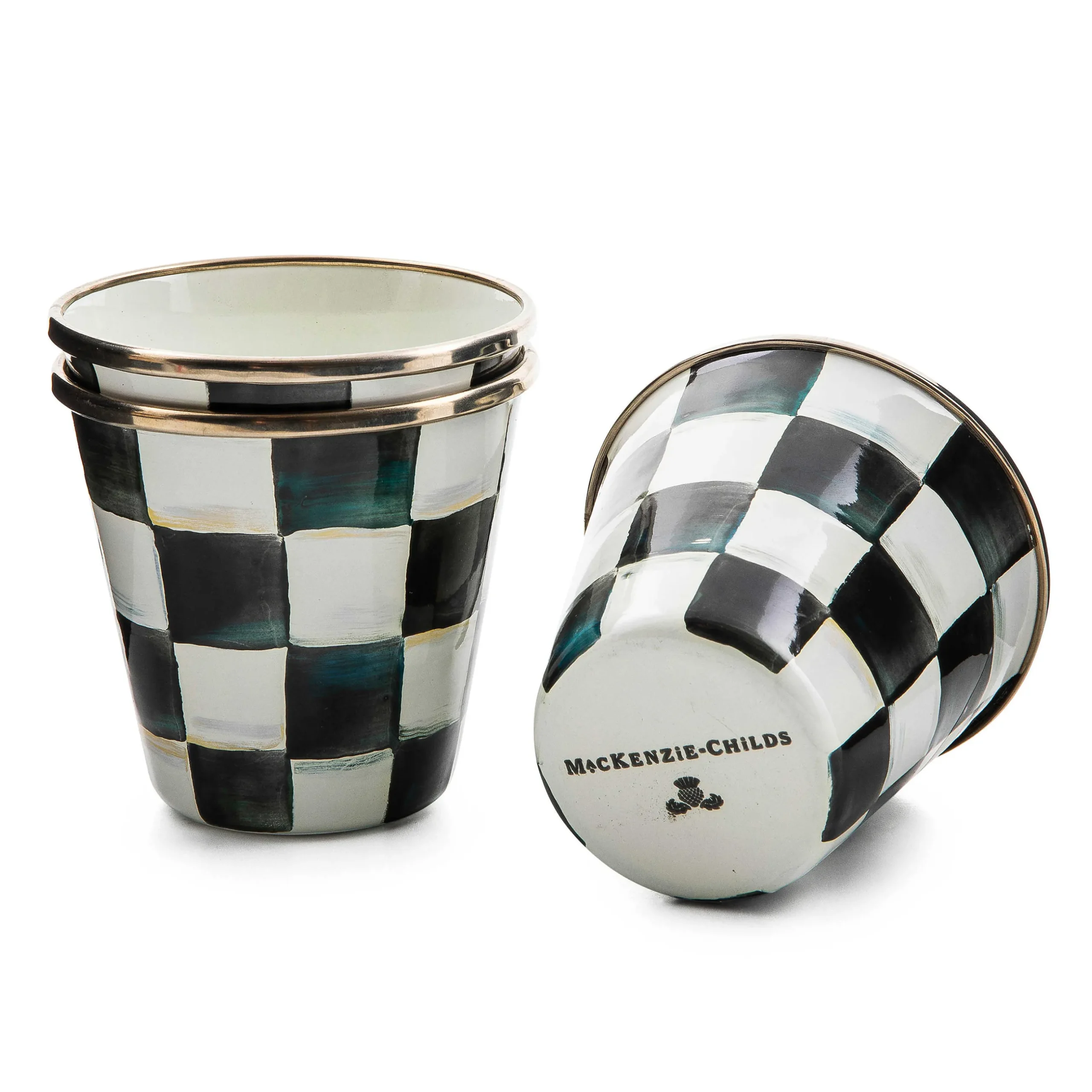 MacKenzie-Childs Courtly Check Enamel Herb Pots - Set Of 3