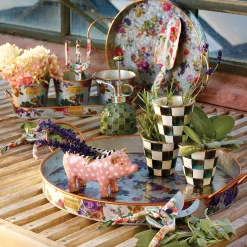 MacKenzie-Childs Courtly Check Enamel Herb Pots - Set Of 3