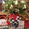 Sale MacKenzie-Childs Courtly Check Enamel Large Vase - Red Bow