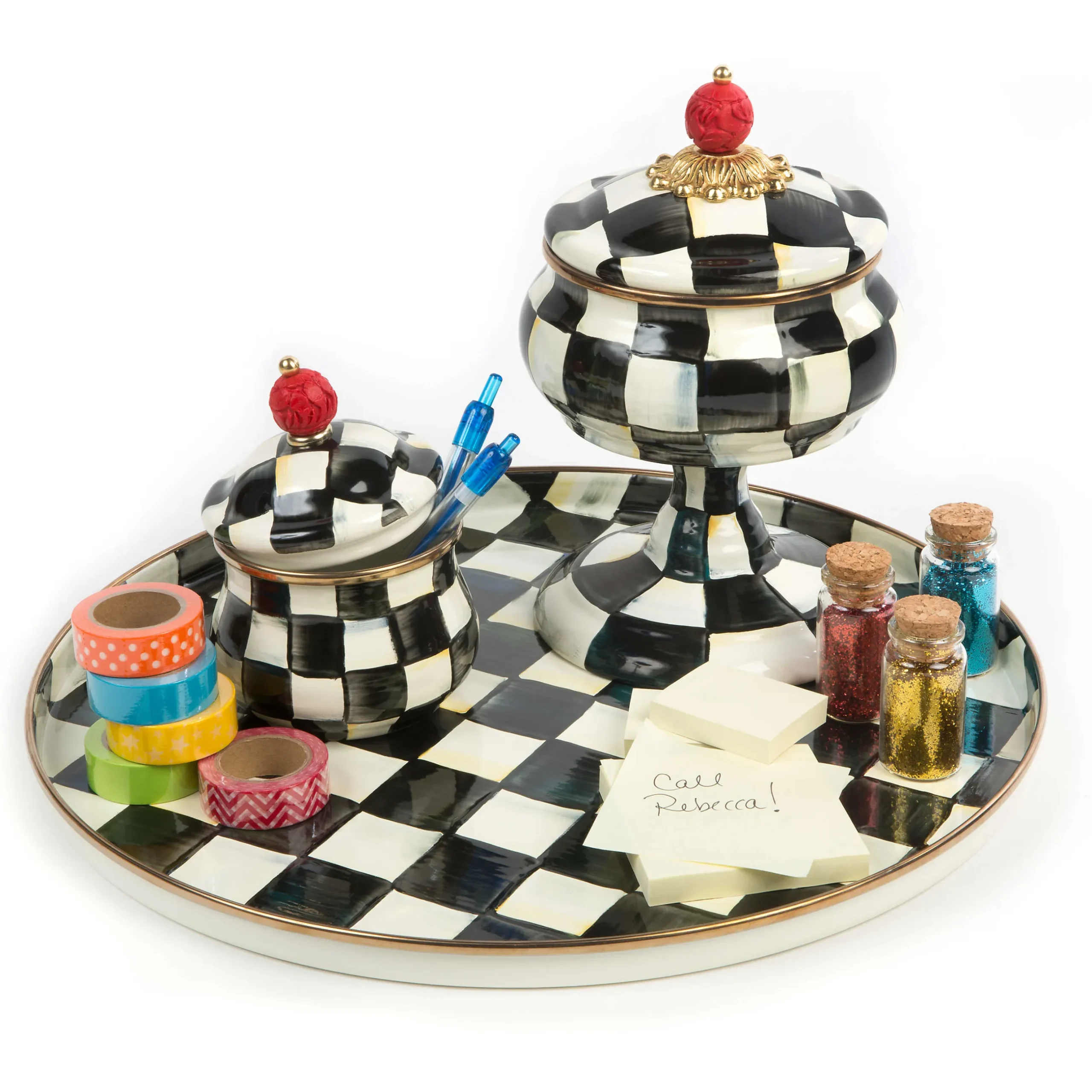 Sale MacKenzie-Childs Courtly Check Enamel Lidded Sugar Bowl