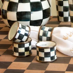 Discount MacKenzie-Childs Courtly Check Enamel Napkin Rings - Set Of 4