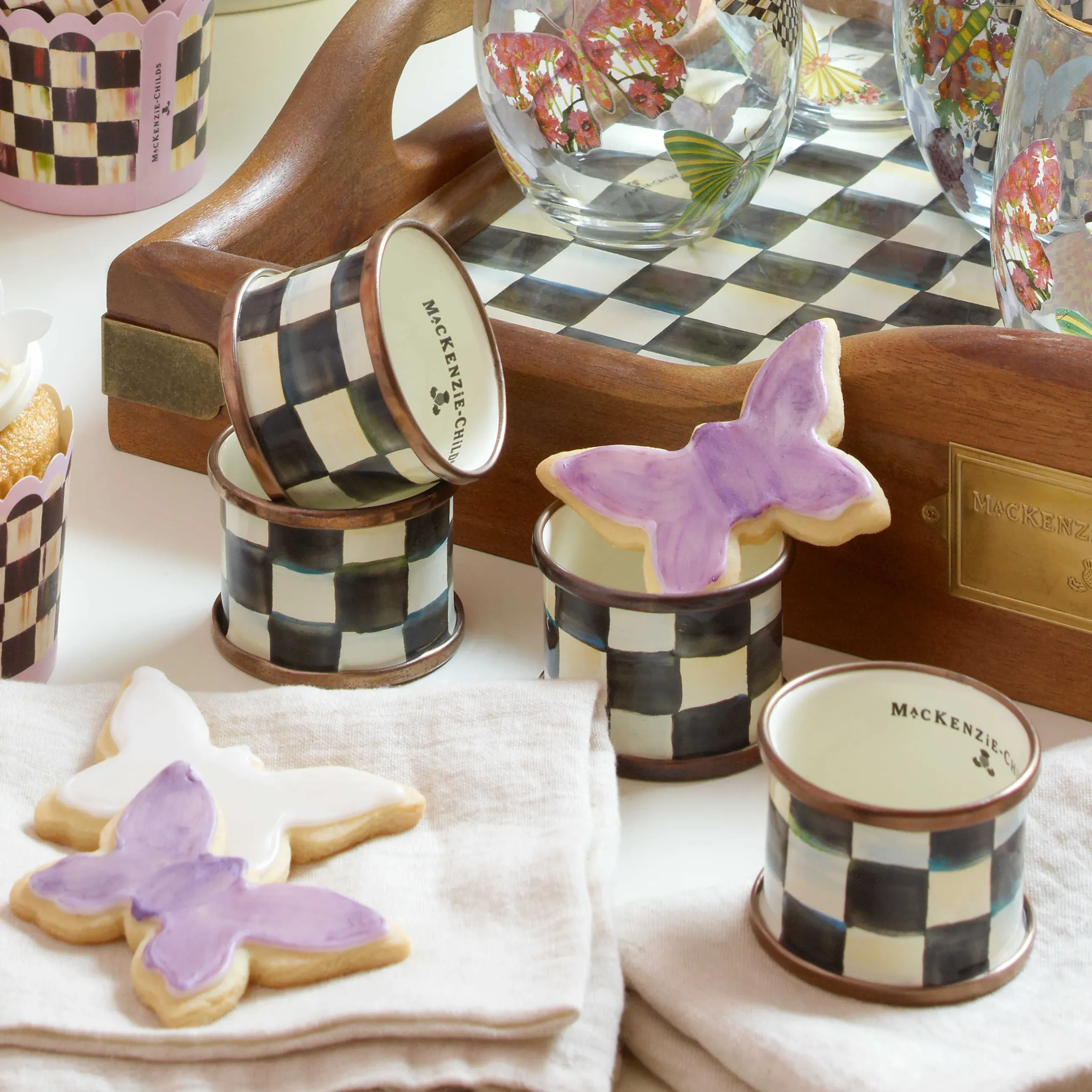 Discount MacKenzie-Childs Courtly Check Enamel Napkin Rings - Set Of 4