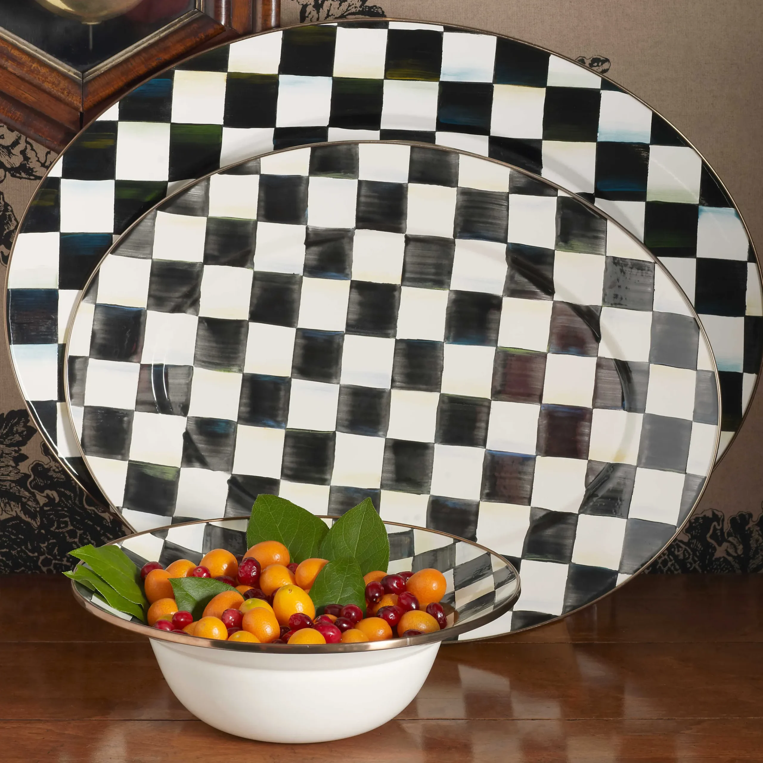 Discount MacKenzie-Childs Courtly Check Enamel Oval Platter - Large