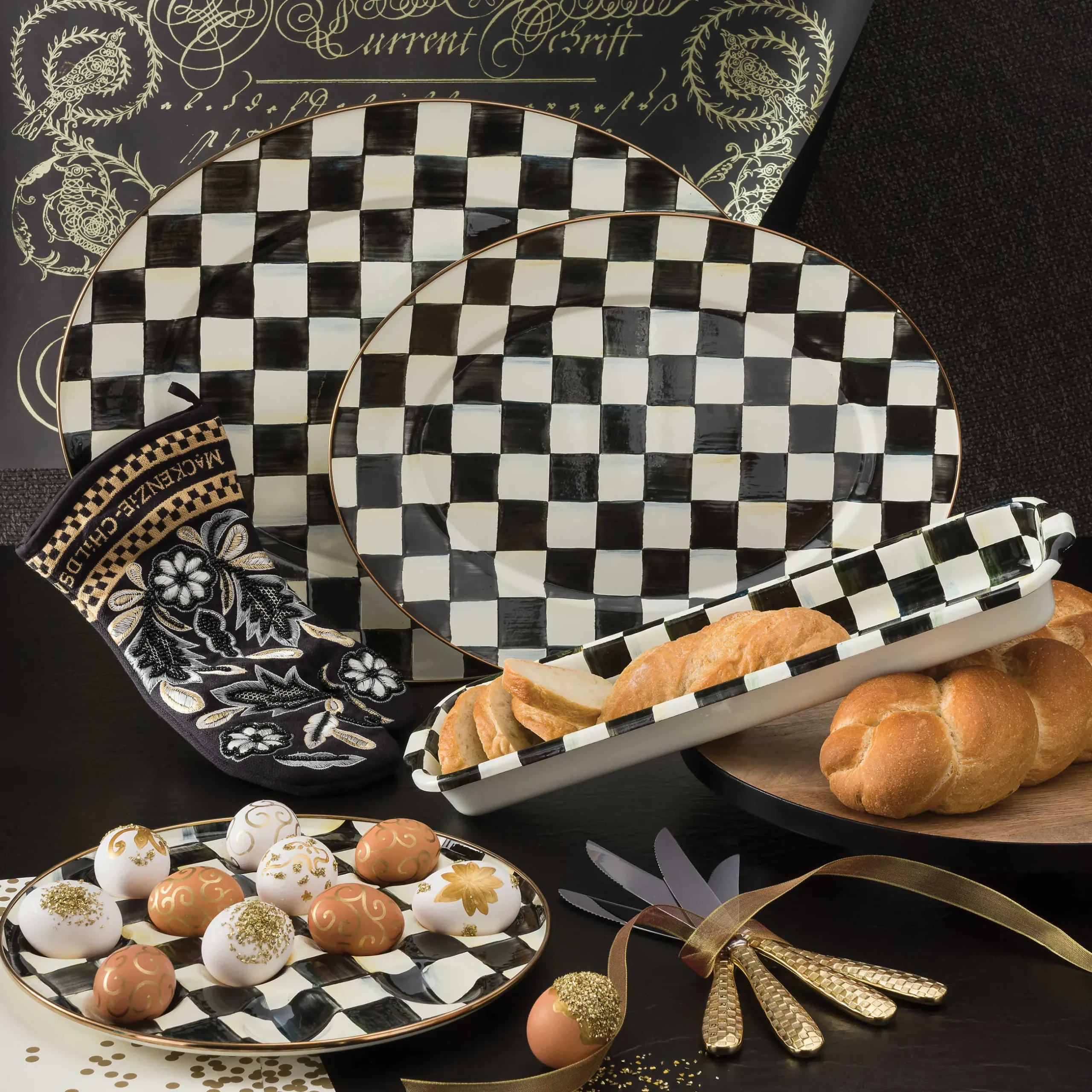 Discount MacKenzie-Childs Courtly Check Enamel Oval Platter - Large