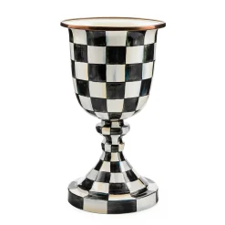 Discount MacKenzie-Childs Courtly Check Enamel Pedestal Vase - Red Bow