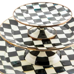 Discount MacKenzie-Childs Courtly Check Enamel Pedestal Platter - Mini