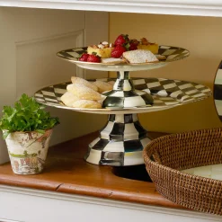 Outlet MacKenzie-Childs Courtly Check Enamel Pedestal Platter - Small