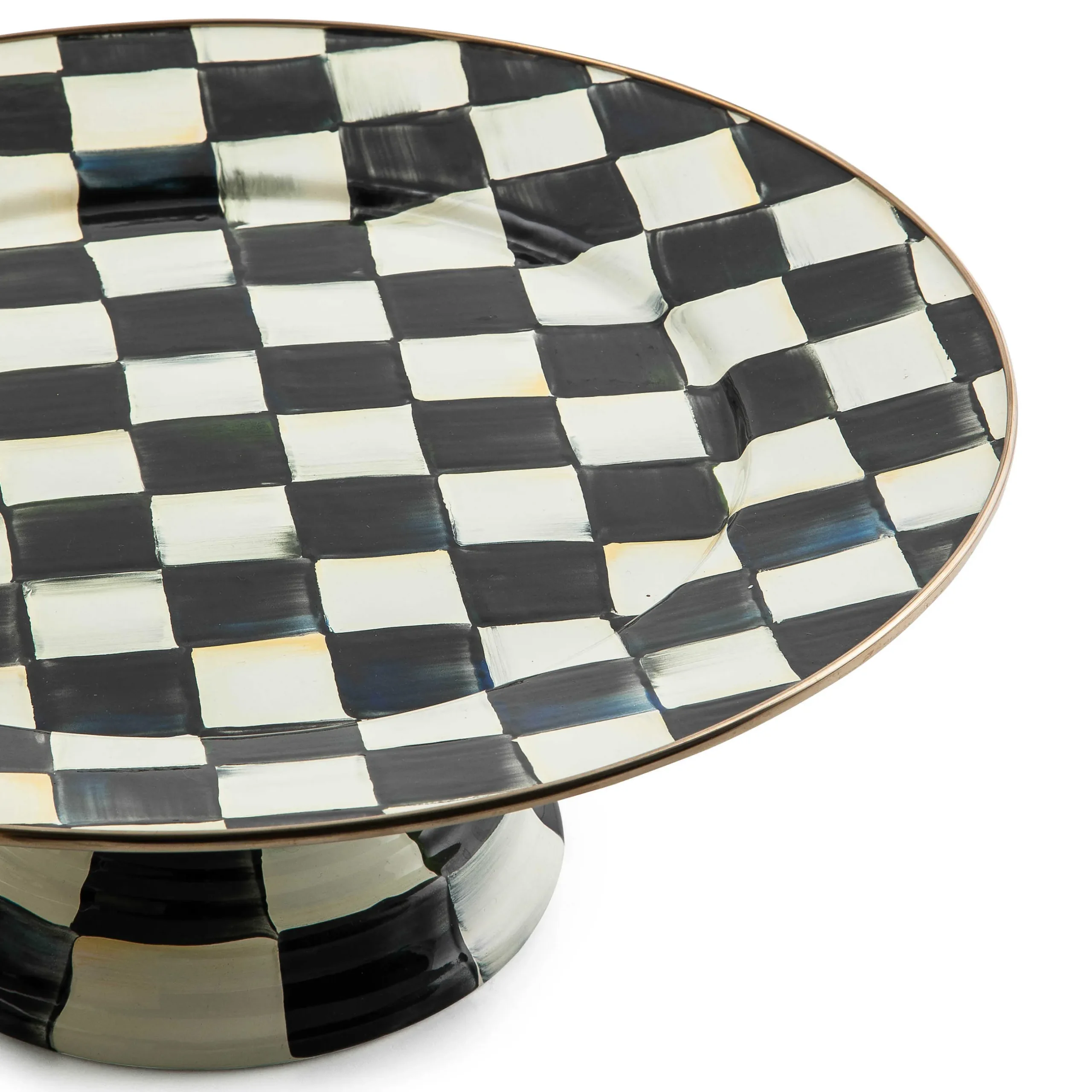 Sale MacKenzie-Childs Courtly Check Enamel Pedestal Platter - Large